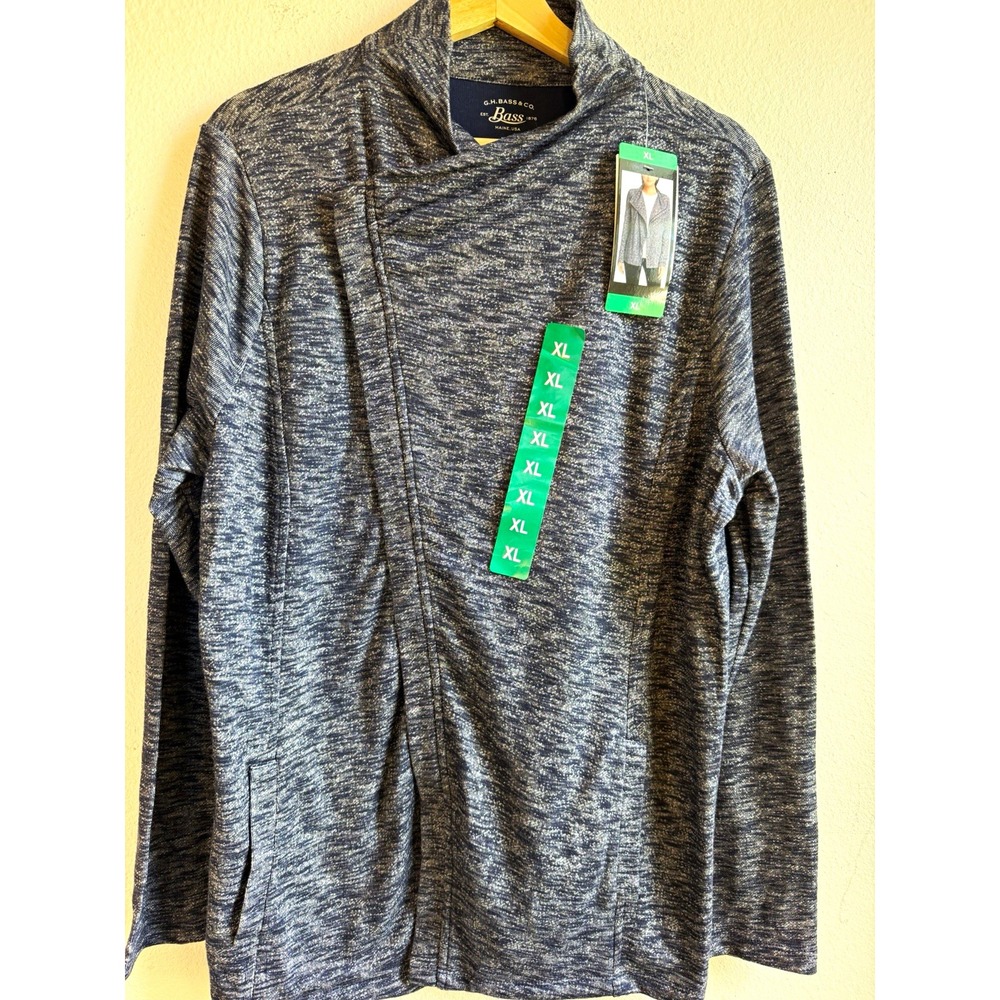 NWT G.H. Bass & Co. Women's Heathered Full Zip Knit Poly Blend Jacket Pockets XL